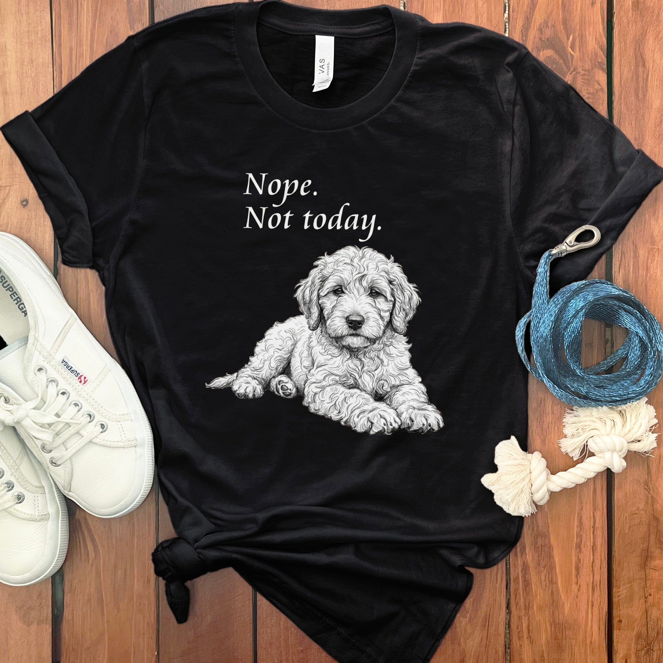 Labradoodle Not Today Sketch T-Shirt in Black / S by Puppy Jo