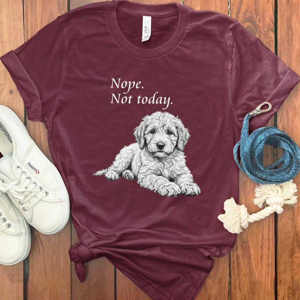 Labradoodle Not Today Sketch T-Shirt in Maroon / S by Puppy Jo