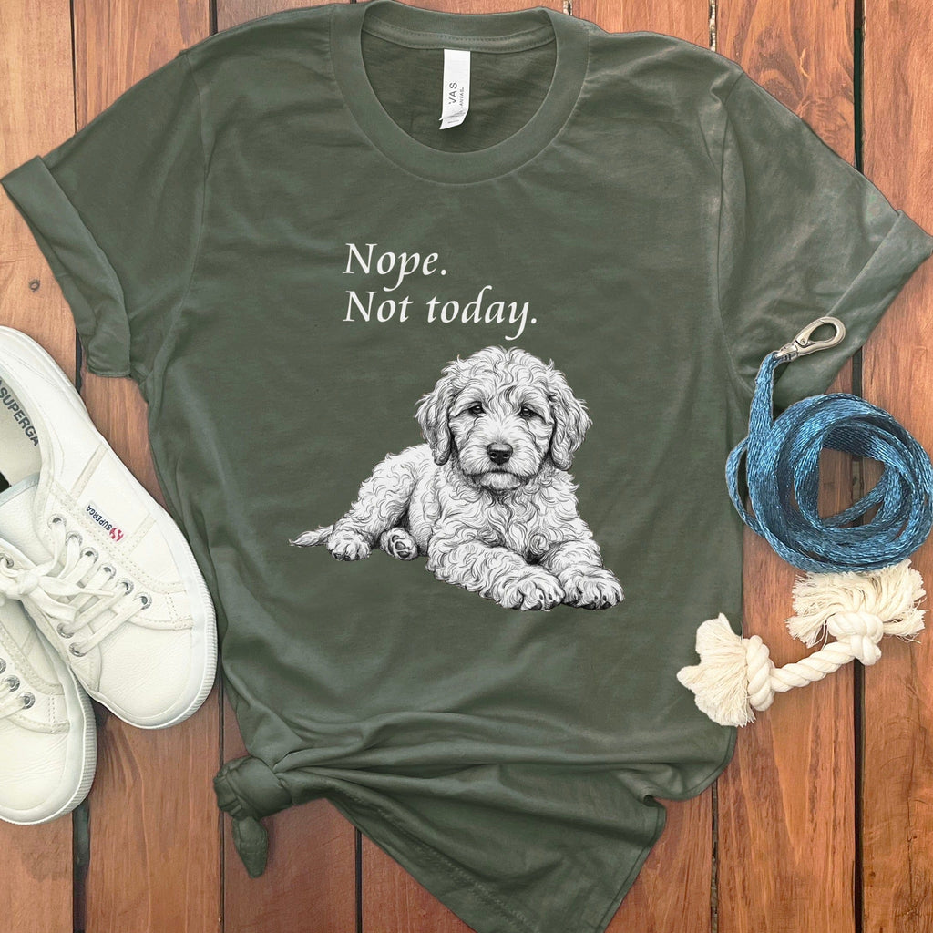 Labradoodle Not Today Sketch T-Shirt in Military Green / S by Puppy Jo