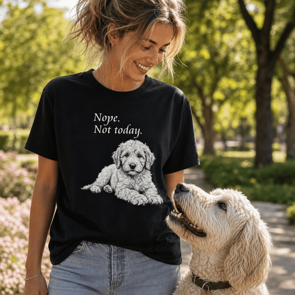 Labradoodle Not Today Sketch T-Shirt in by Puppy Jo