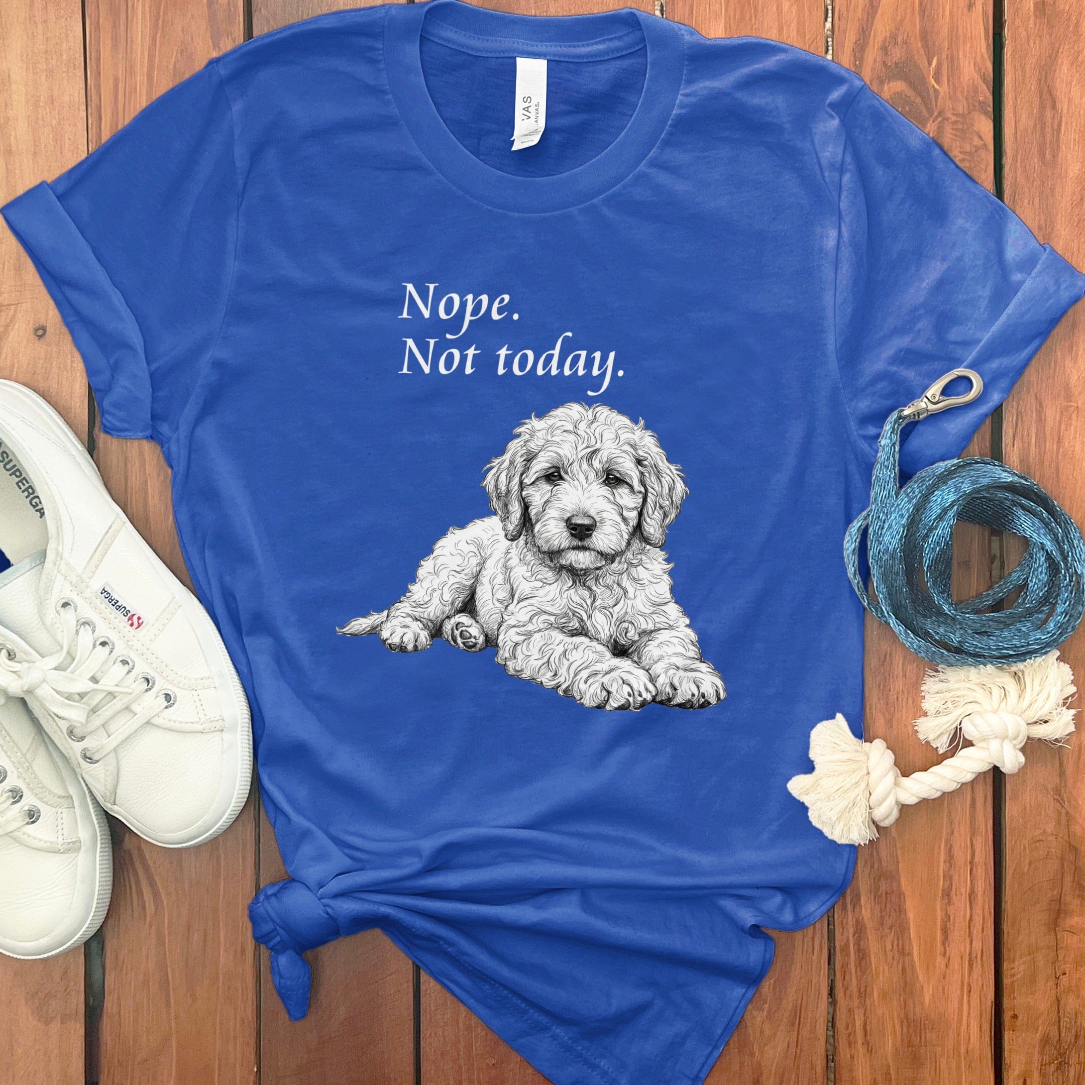 Labradoodle Not Today Sketch T-Shirt in True Royal / S by Puppy Jo