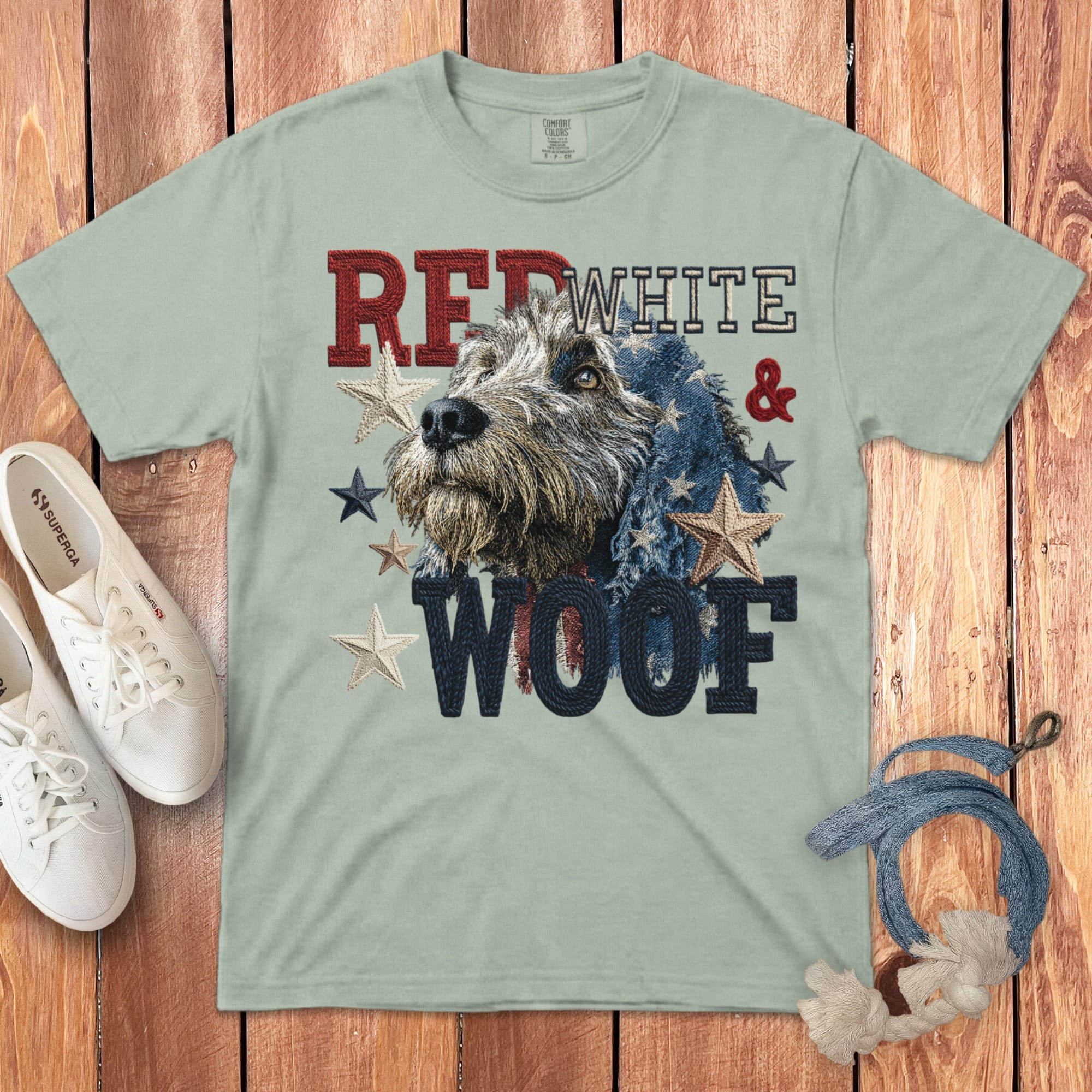 Labradoodle Red White Signature T-Shirt in Bay / M by Puppy Jo