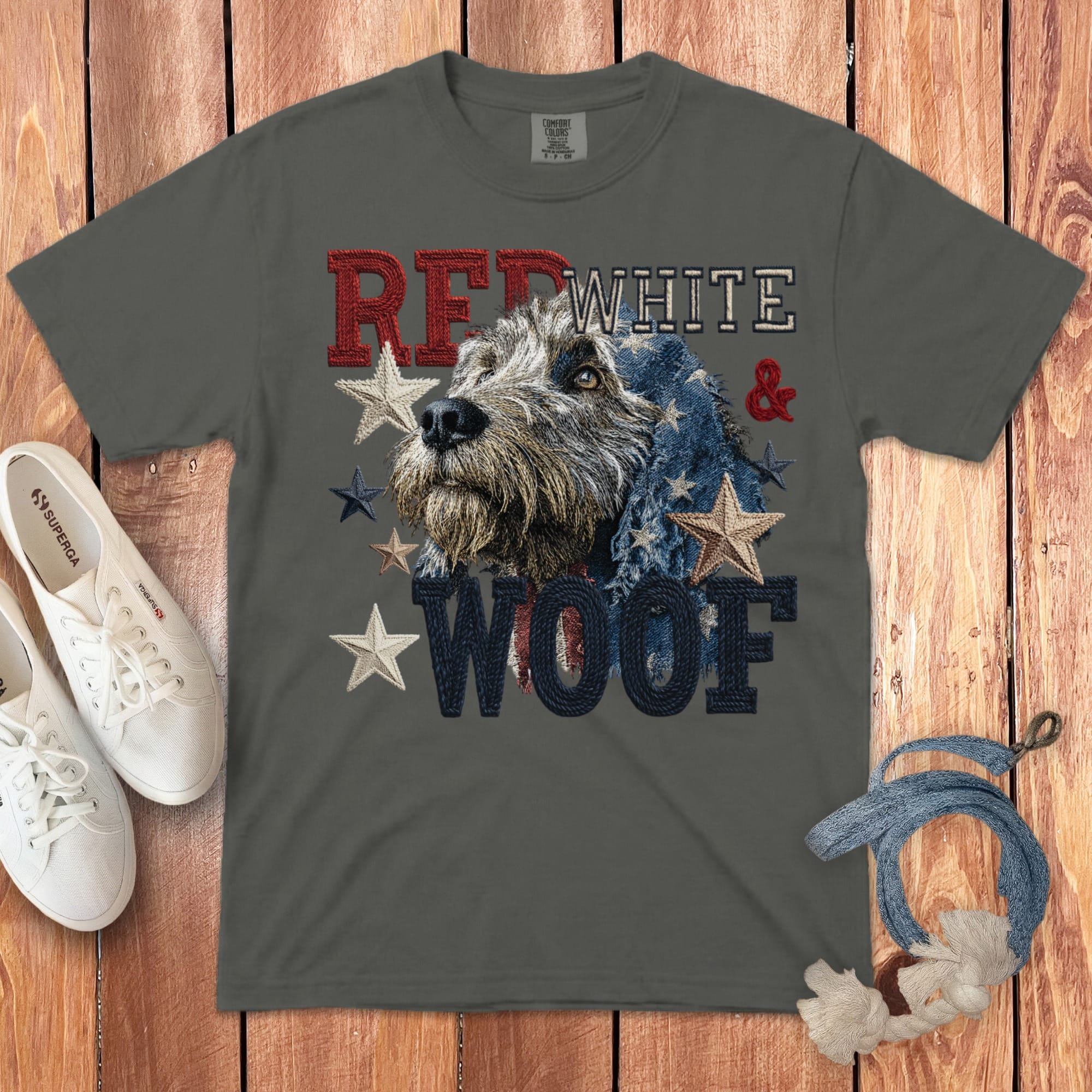 Labradoodle Red White Signature T-Shirt in Pepper / M by Puppy Jo