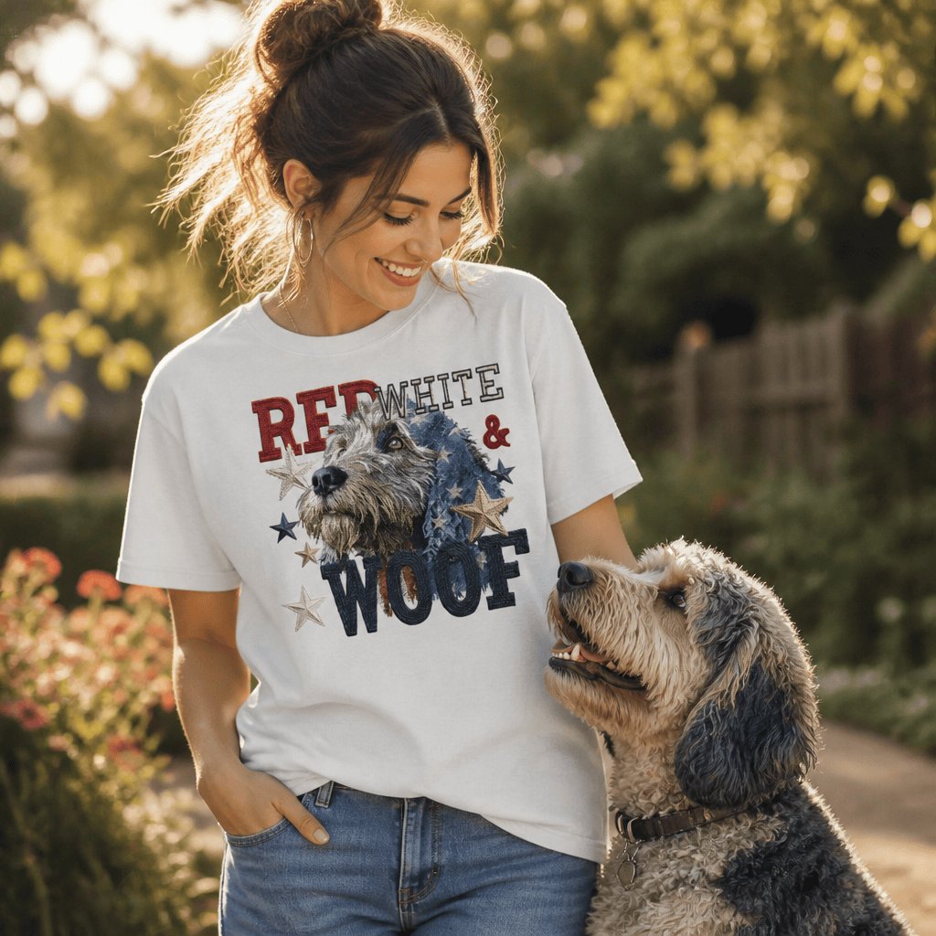 Labradoodle Red White Signature T-Shirt in by Puppy Jo