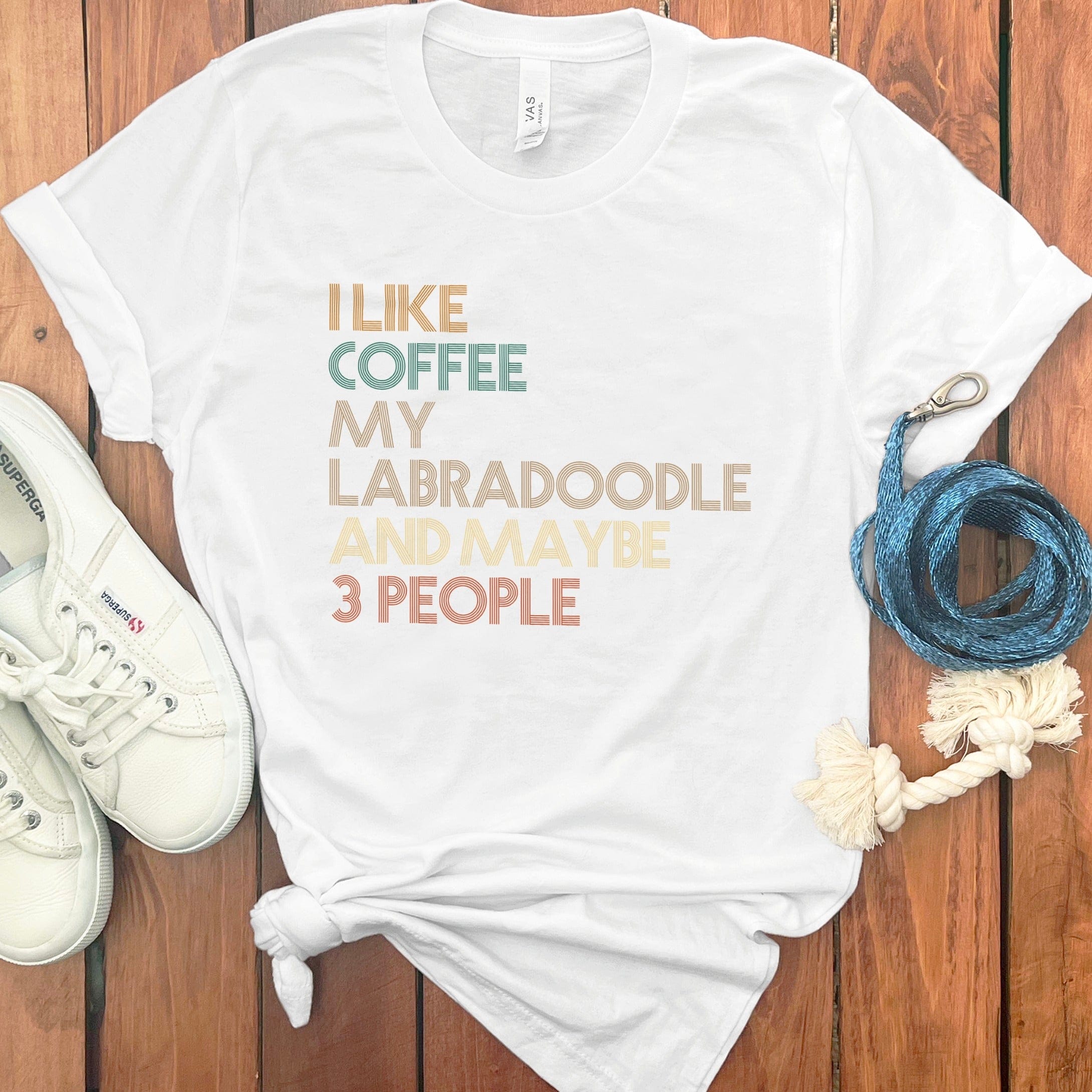 Labradoodle Three People T-Shirt in White / S by Puppy Jo