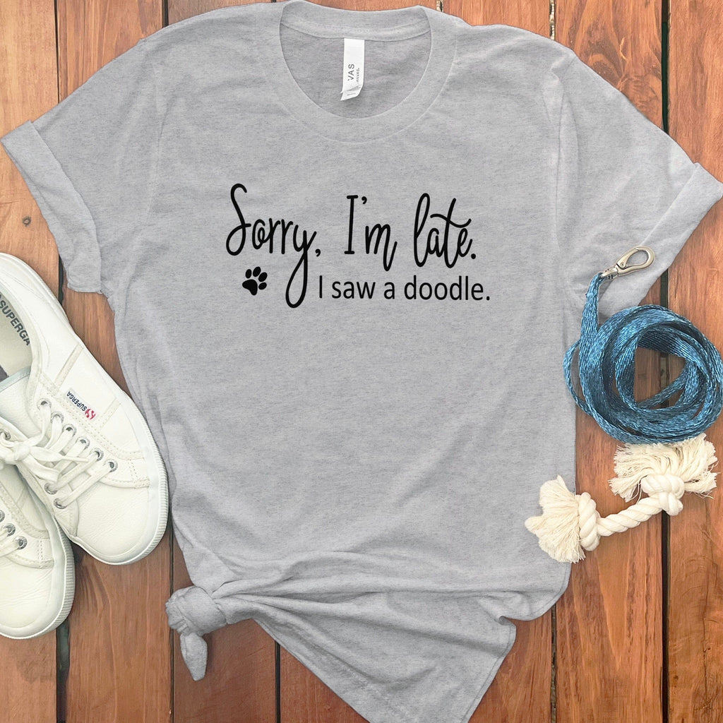 Late Doodle T-Shirt in Athletic Heather / S by Puppy Jo