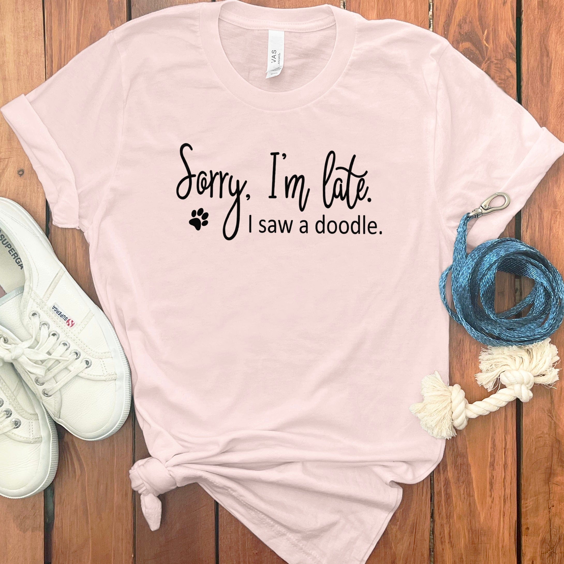Late Doodle T-Shirt in Soft Pink / S by Puppy Jo