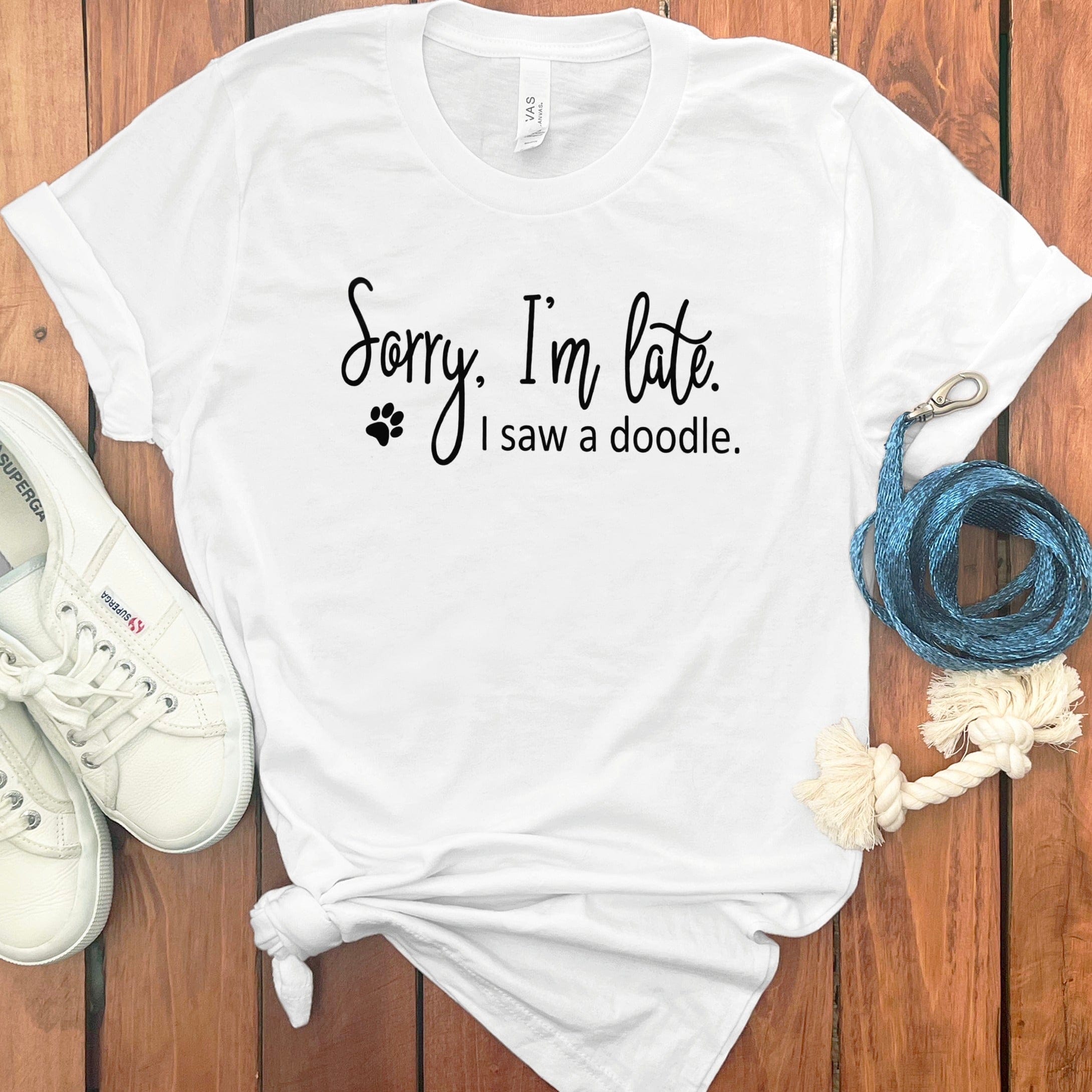Late Doodle T-Shirt in White / S by Puppy Jo