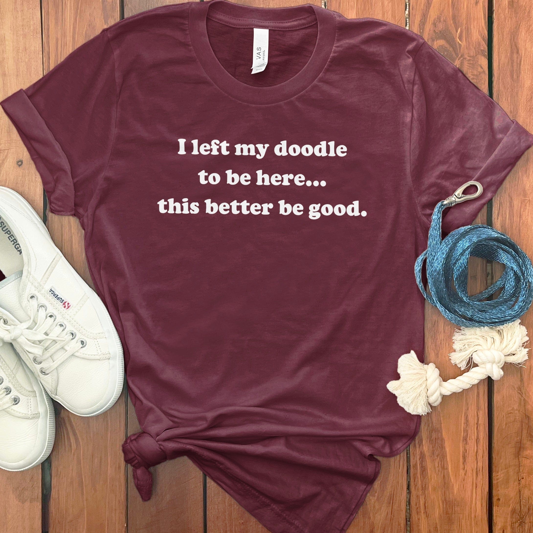 Left My Doodle T-Shirt in Maroon / S by Puppy Jo