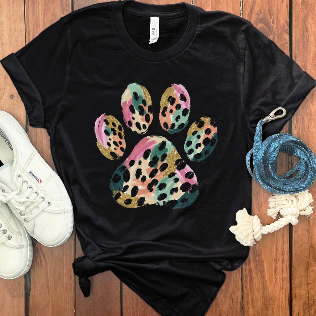 Leopard Paw T-Shirt in Black / S by Puppy Jo