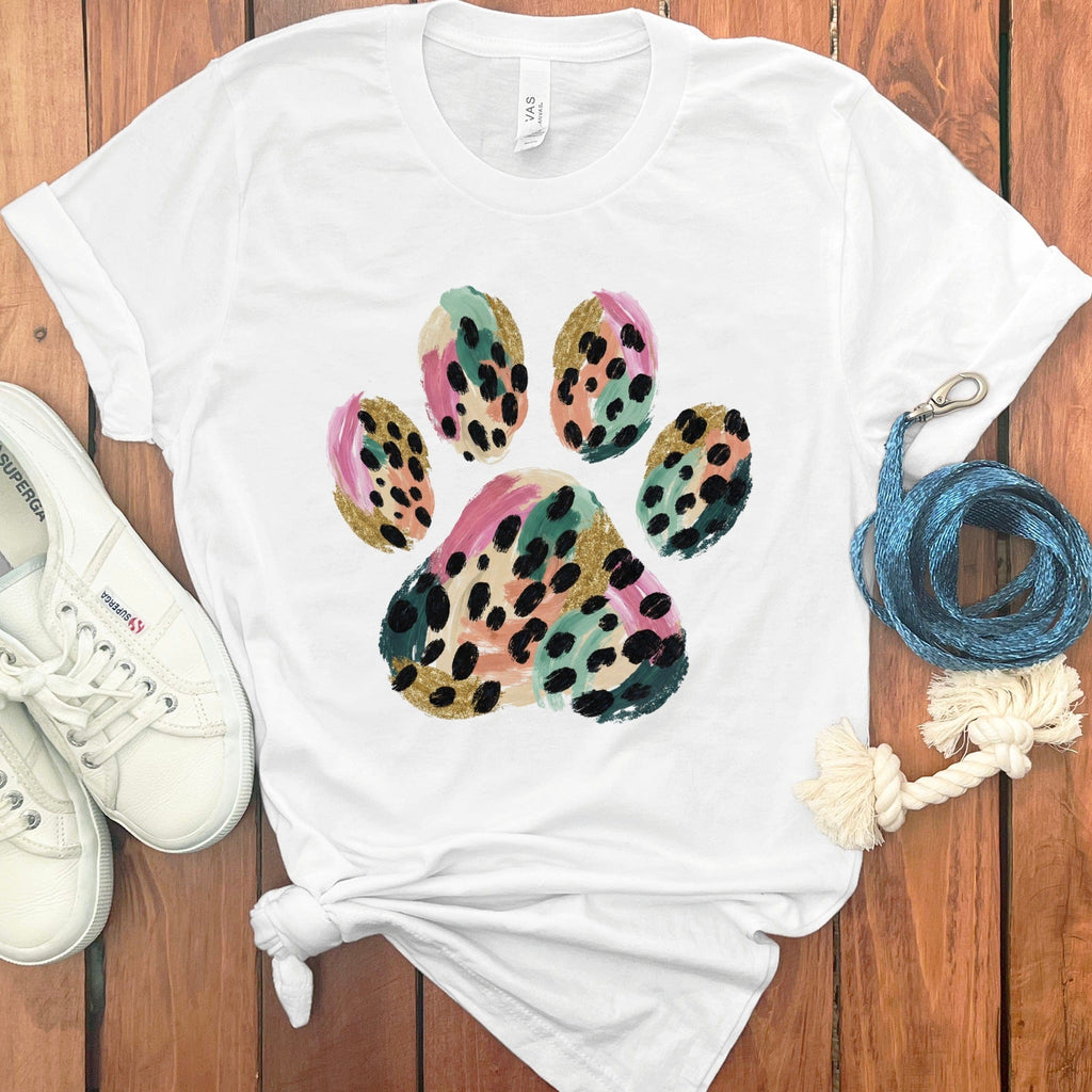 Leopard Paw T-Shirt in White / S by Puppy Jo