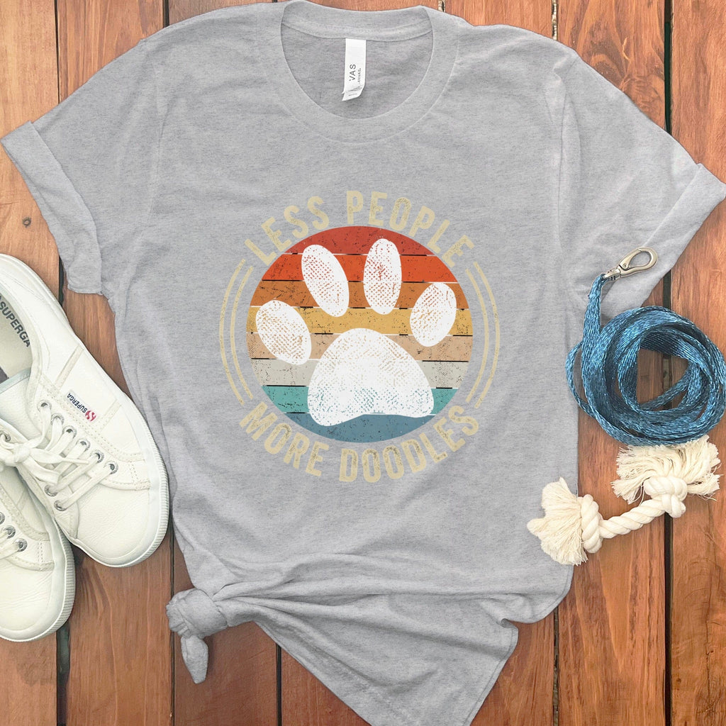 Less People More Doodles T-Shirt in Athletic Heather / S by Puppy Jo