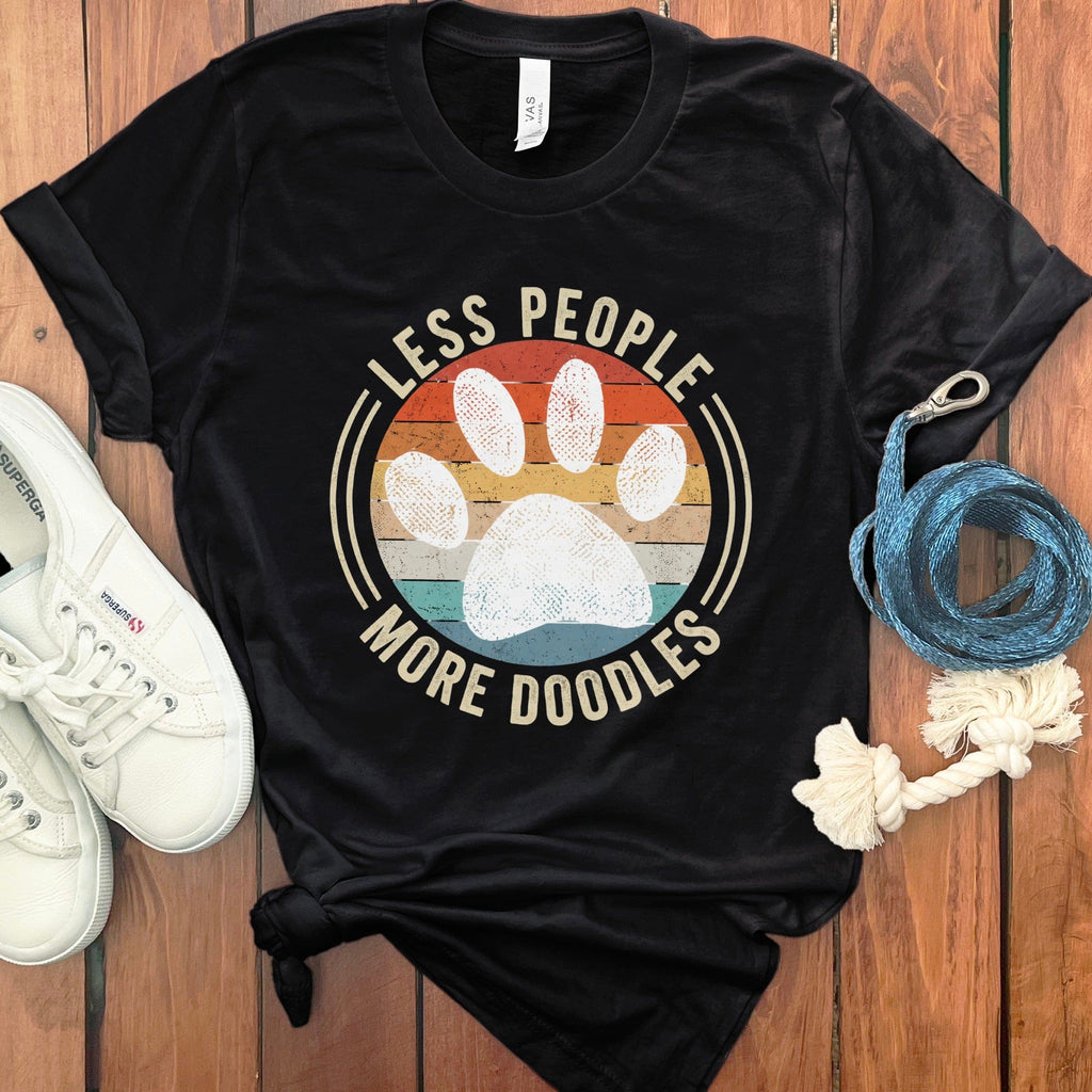 Less People More Doodles T-Shirt in Black / S by Puppy Jo