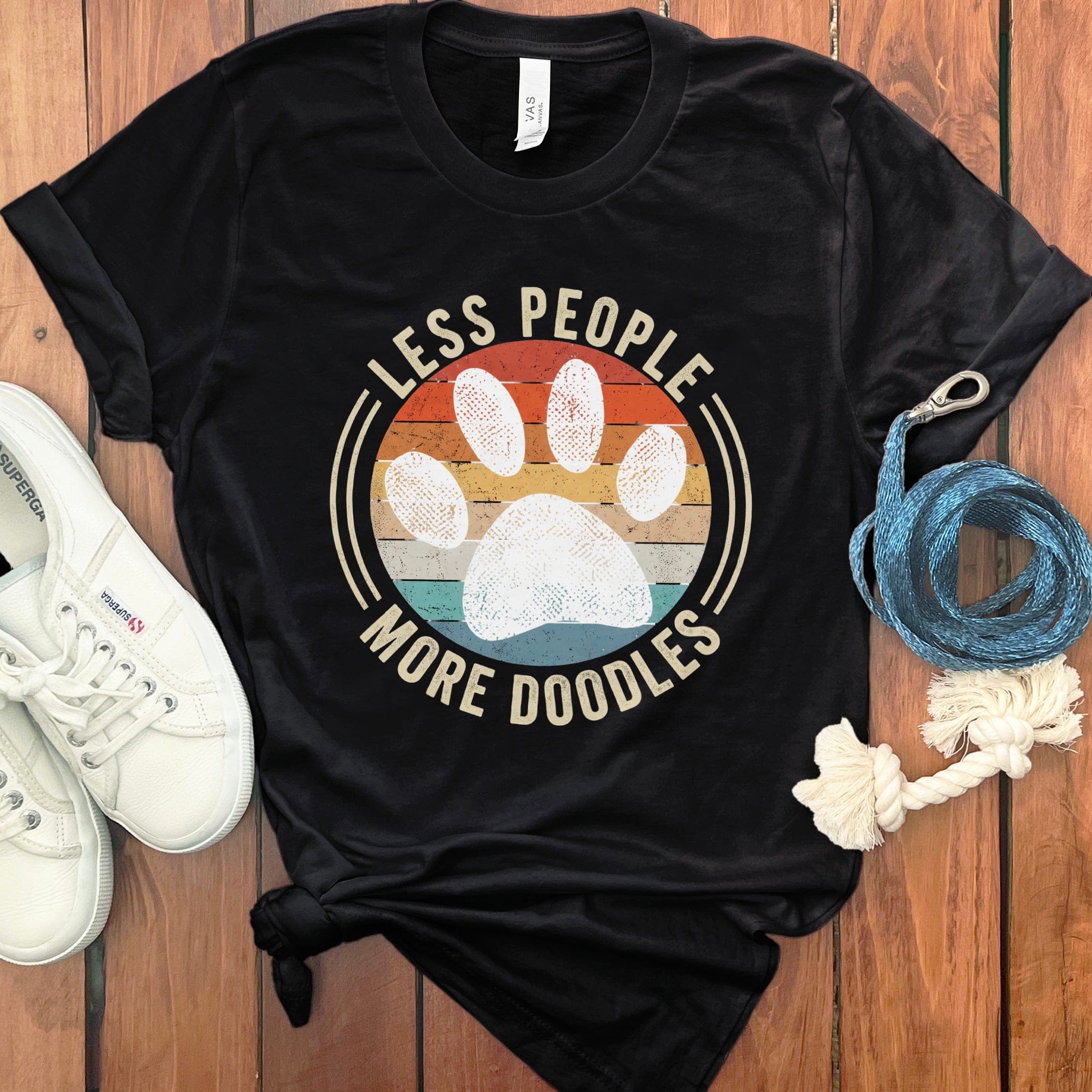 Less People More Doodles T-Shirt in Black / S by Puppy Jo