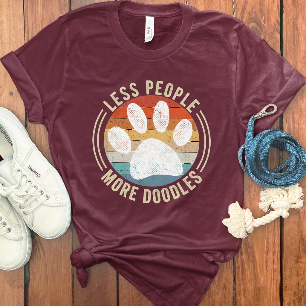 Less People More Doodles T-Shirt in Maroon / S by Puppy Jo
