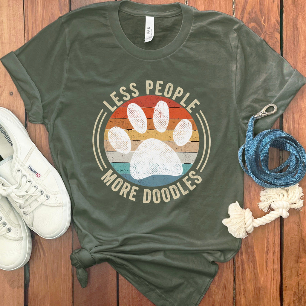 Less People More Doodles T-Shirt in Military Green / S by Puppy Jo