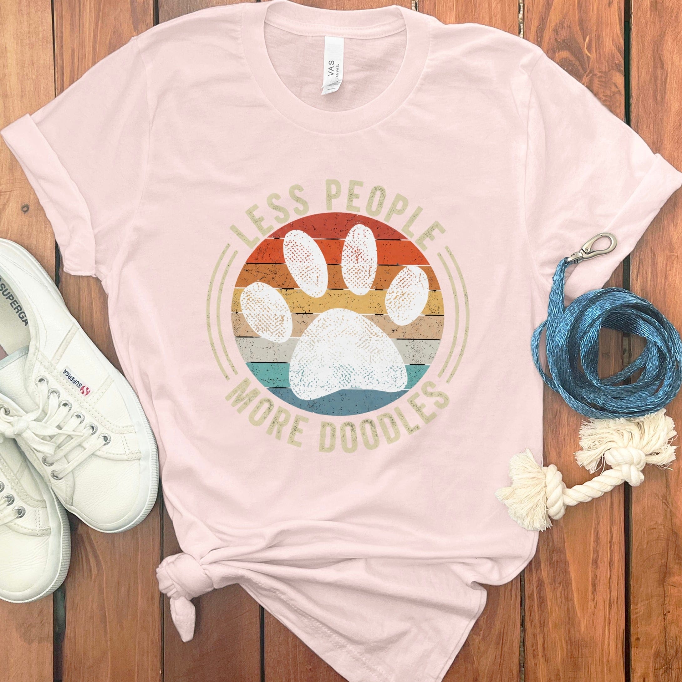 Less People More Doodles T-Shirt in Soft Pink / S by Puppy Jo