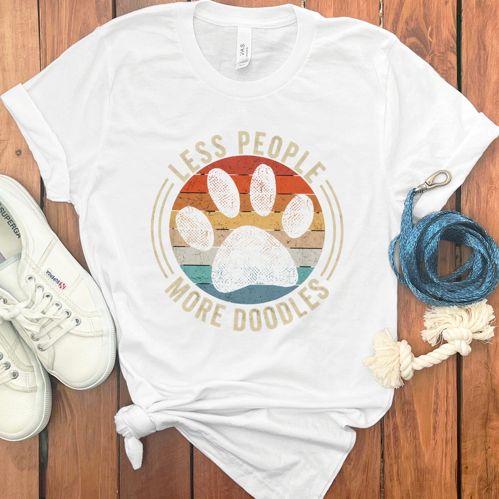 Less People More Doodles T-Shirt in White / S by Puppy Jo