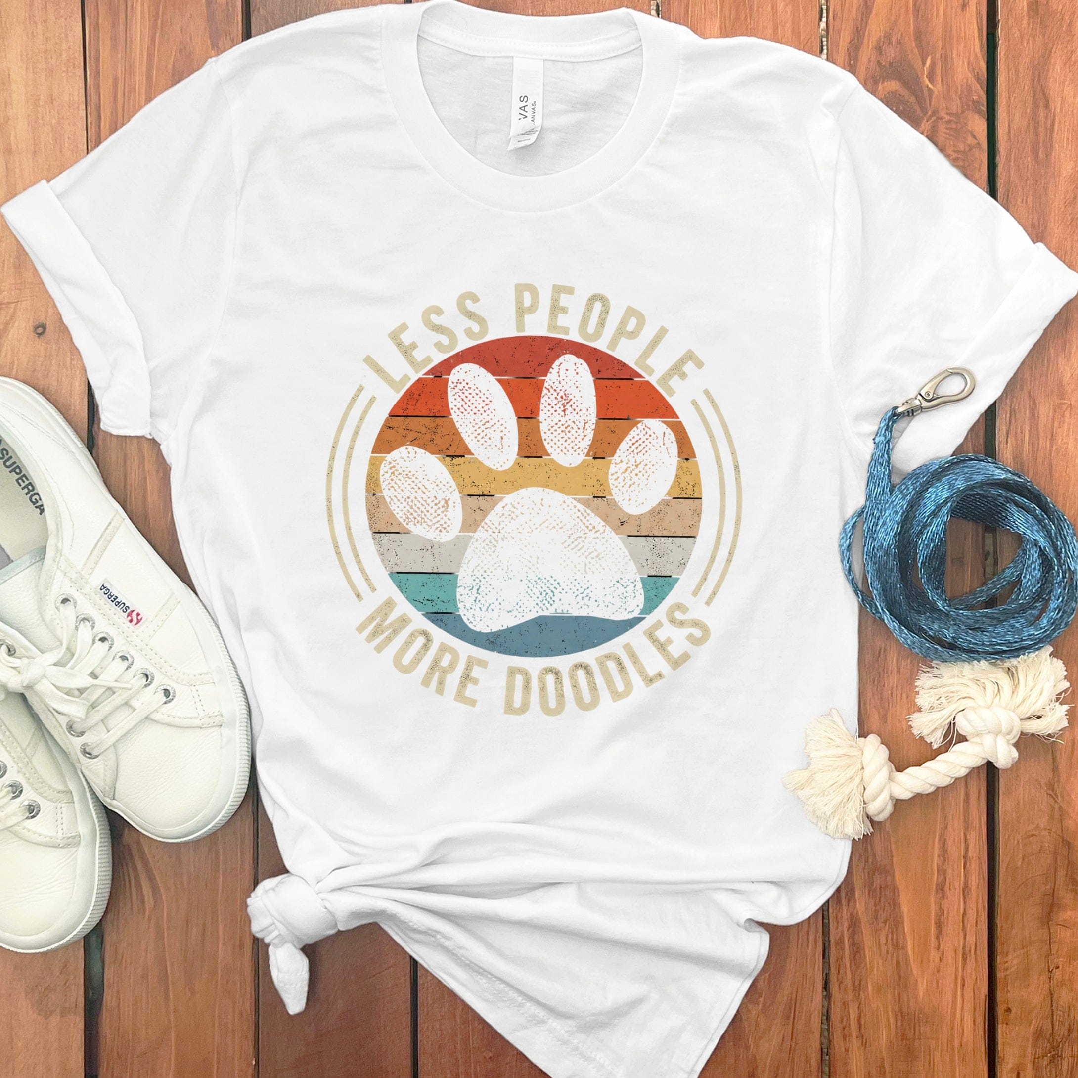 Less People More Doodles T-Shirt in White / S by Puppy Jo