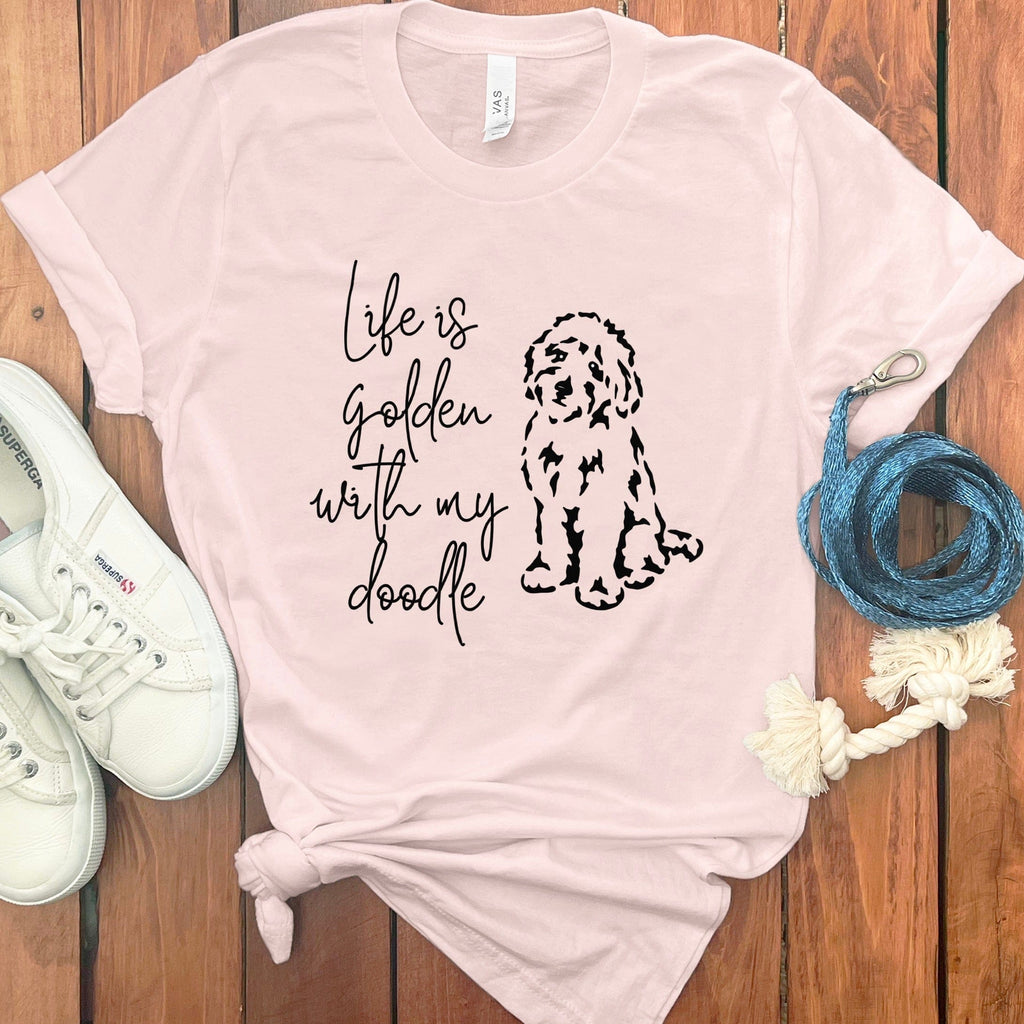 Life Golden Doodle T-Shirt in Soft Pink / S by Puppy Jo