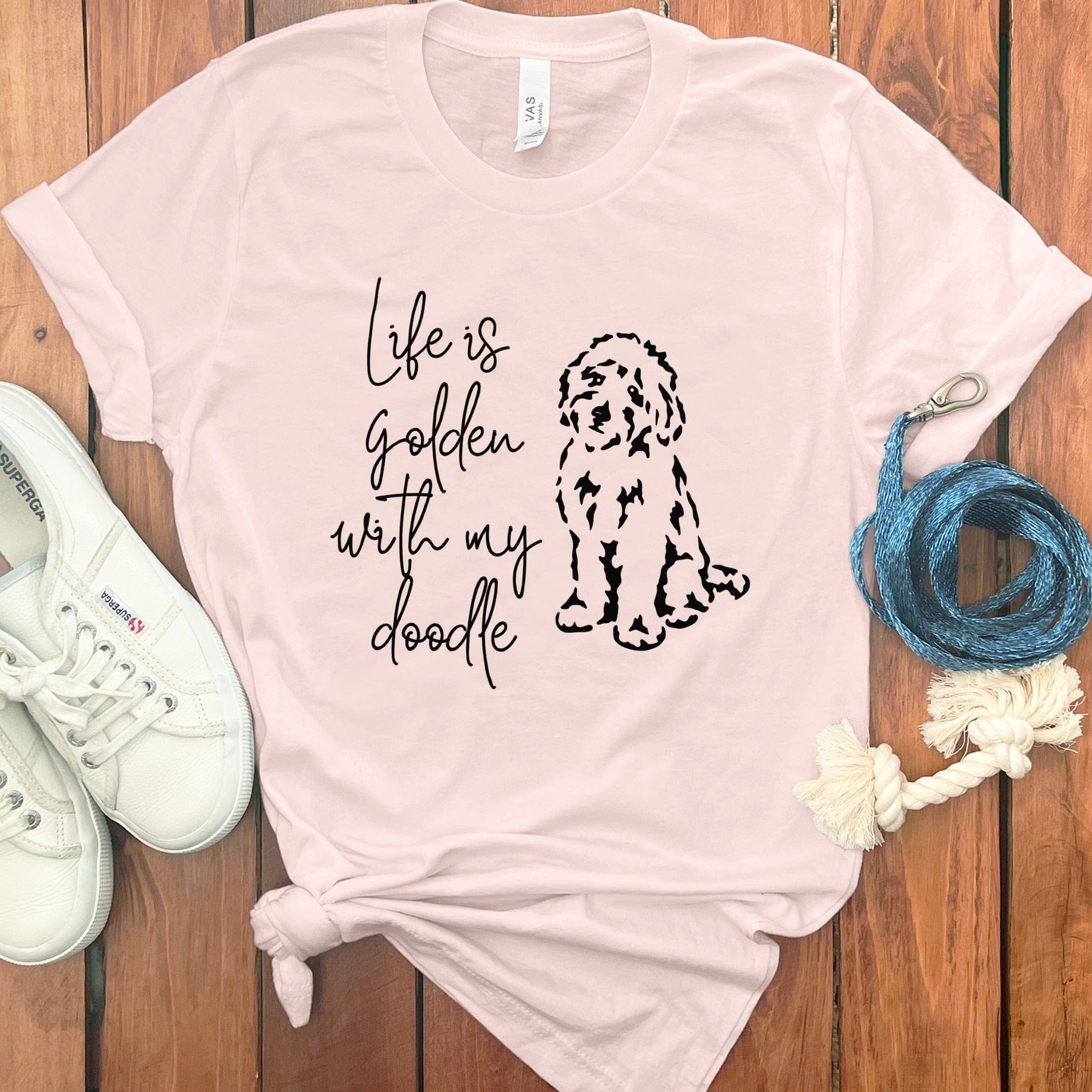 Life Golden Doodle T-Shirt in Soft Pink / S by Puppy Jo