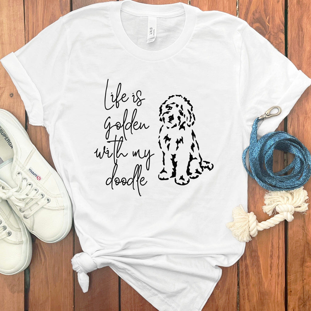 Life Golden Doodle T-Shirt in White / S by Puppy Jo