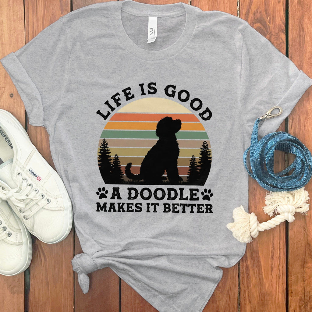 Life Good Doodle T-Shirt in Athletic Heather / S by Puppy Jo