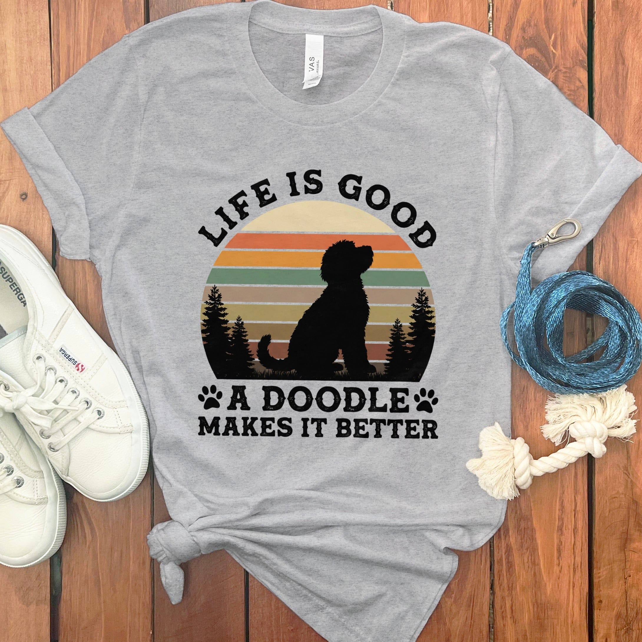 Life Good Doodle T-Shirt in Athletic Heather / S by Puppy Jo