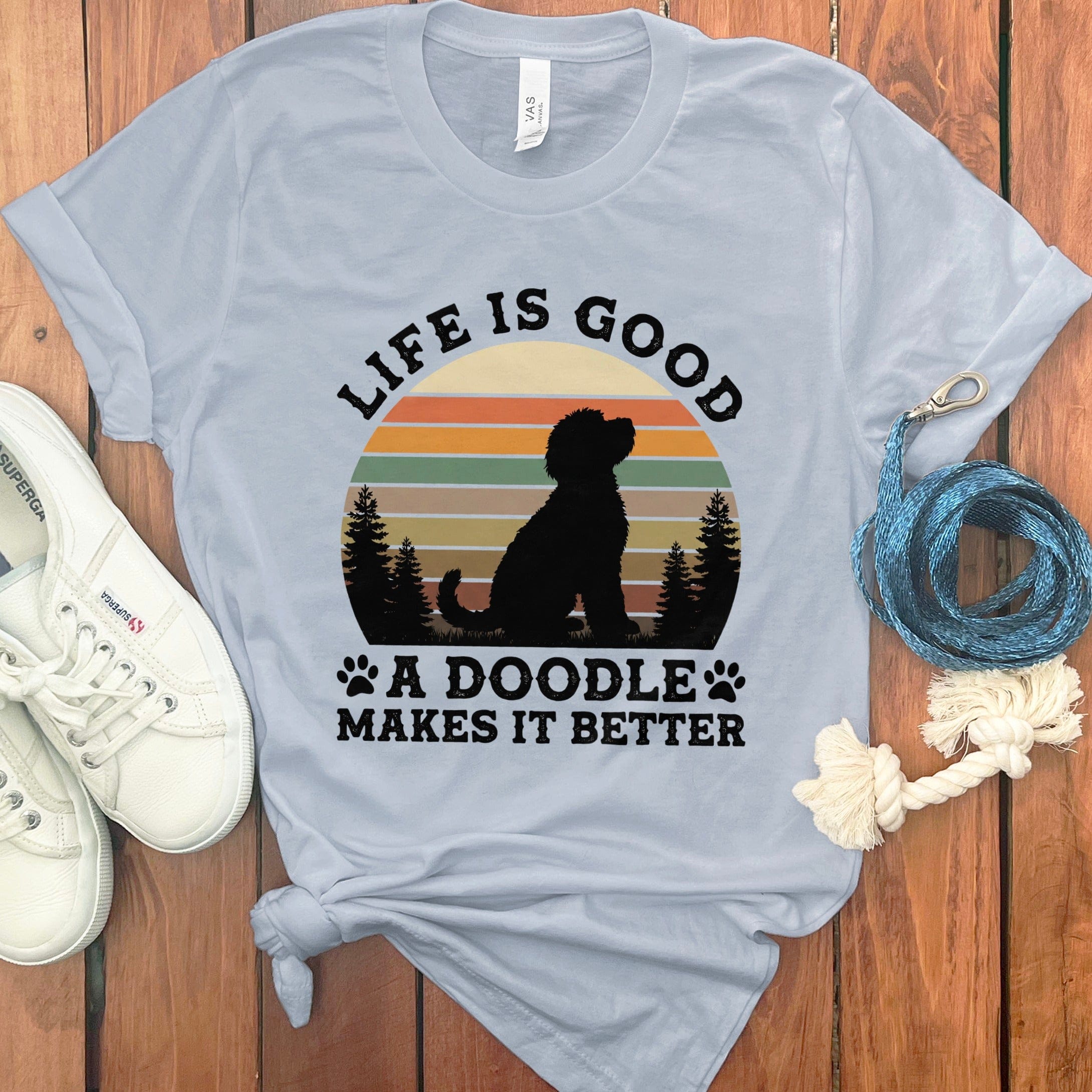 Life Good Doodle T-Shirt in Light Blue / S by Puppy Jo