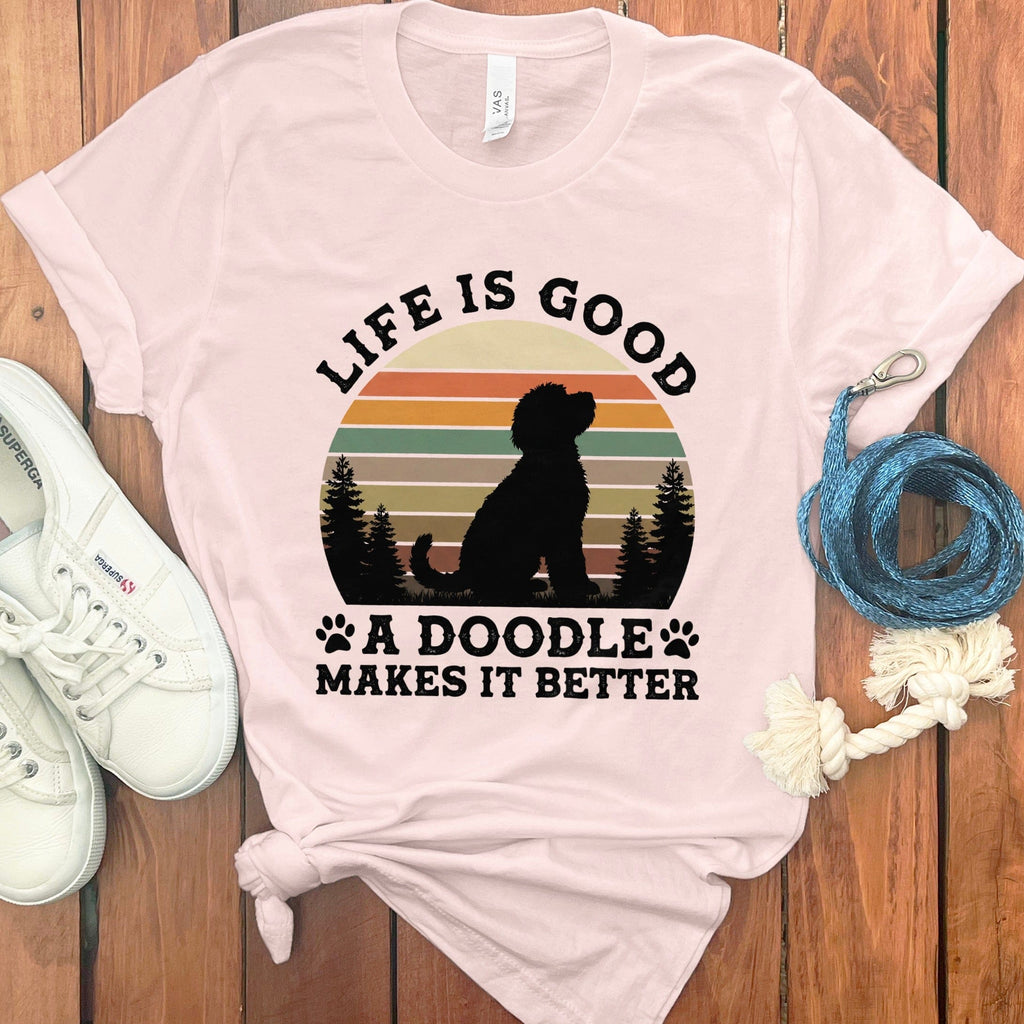 Life Good Doodle T-Shirt in Soft Pink / S by Puppy Jo