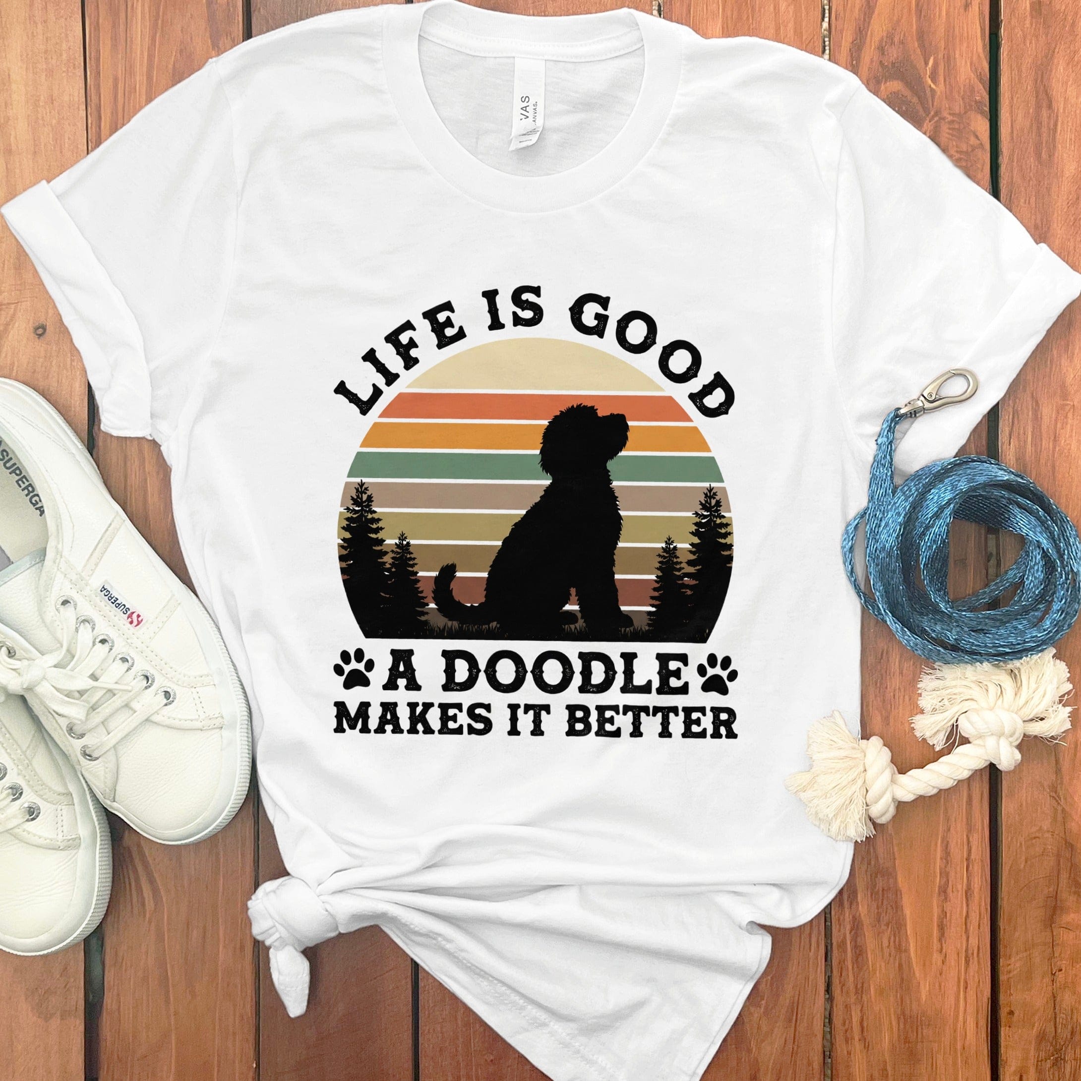 Life Good Doodle T-Shirt in White / S by Puppy Jo