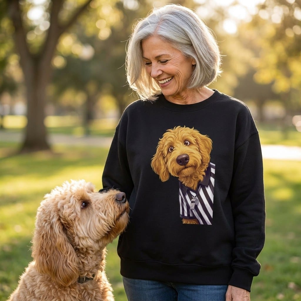 Golden Goldendoodle Football Referee Sweatshirt in by Puppy Jo