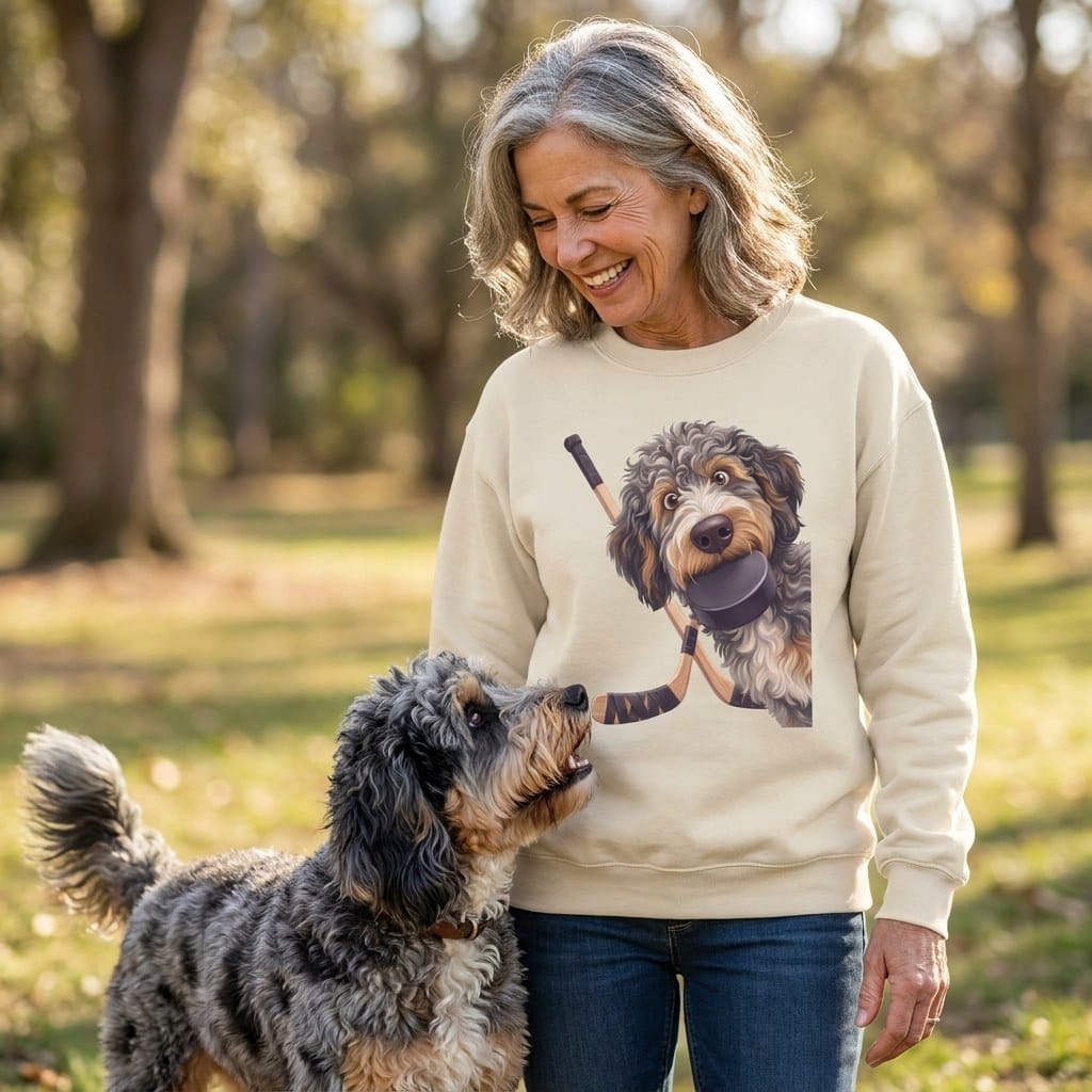 Aussiedoodle Hockey Sweatshirt in by Puppy Jo