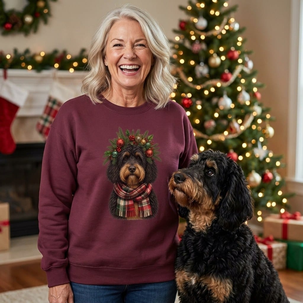 Phantom Goldendoodle Holiday Crown Sweatshirt in by Puppy Jo