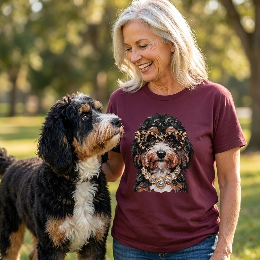 Bernedoodle Glam T-Shirt in by Puppy Jo