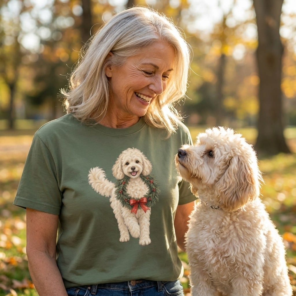 Maltipoo Wreath Signature T-Shirt in by Puppy Jo