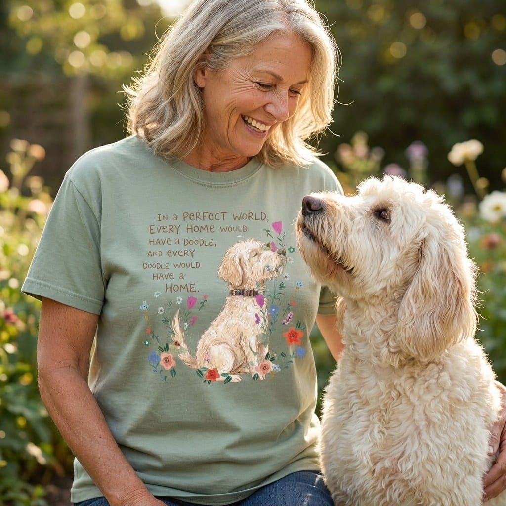 Perfect World Cream Goldendoodle Signature T-Shirt in by Puppy Jo