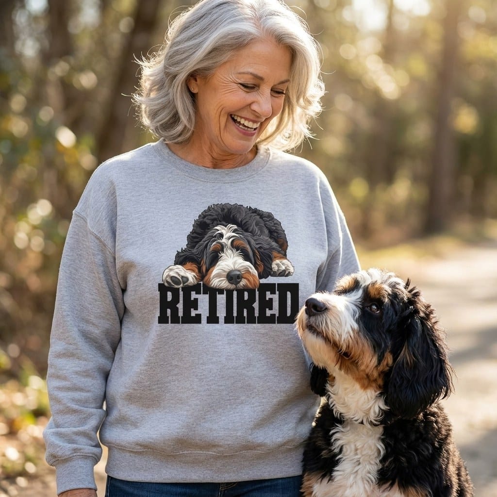 Retired Sleeping Bernedoodle Sweatshirt in by Puppy Jo