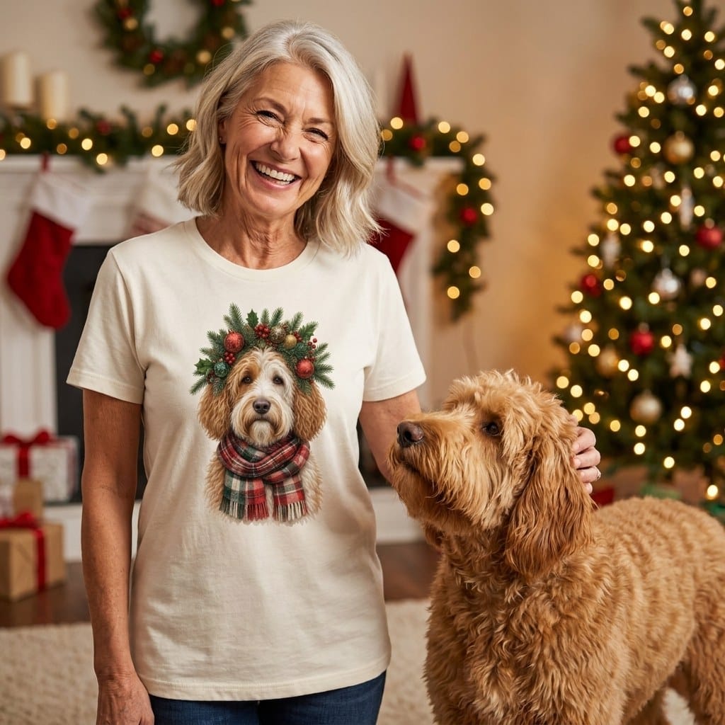 Parti Goldendoodle Holiday Crown T-Shirt in by Puppy Jo