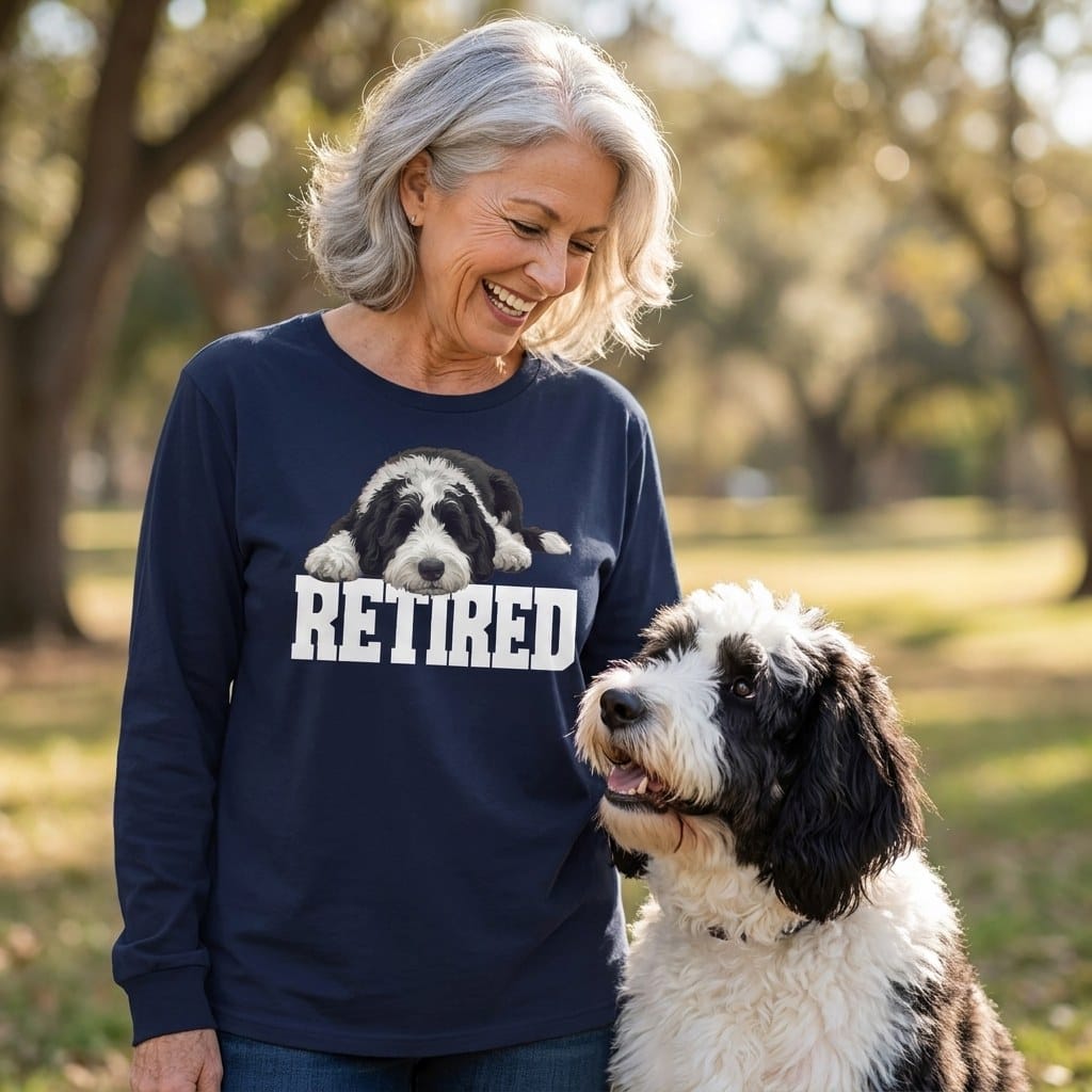 Retired Sleeping Sheepadoodle Long Sleeve T-Shirt in by Puppy Jo