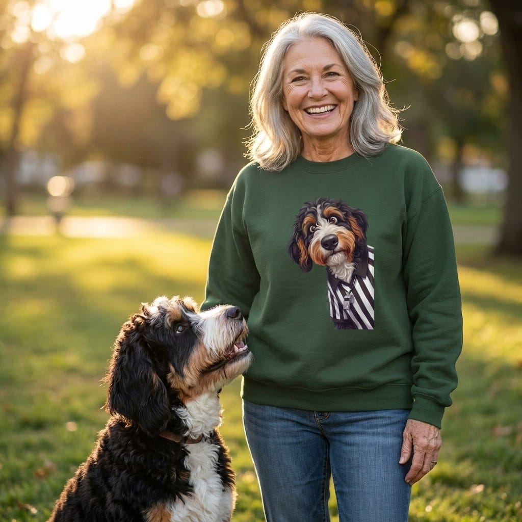 Bernedoodle Football Referee Sweatshirt in by Puppy Jo