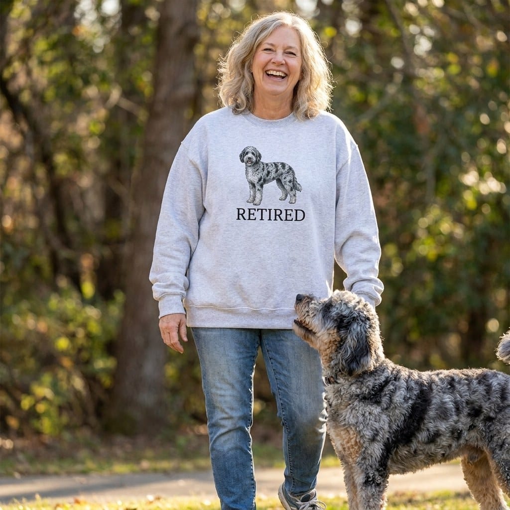 Retired Sleeping Merle Goldendoodle Sweatshirt in by Puppy Jo