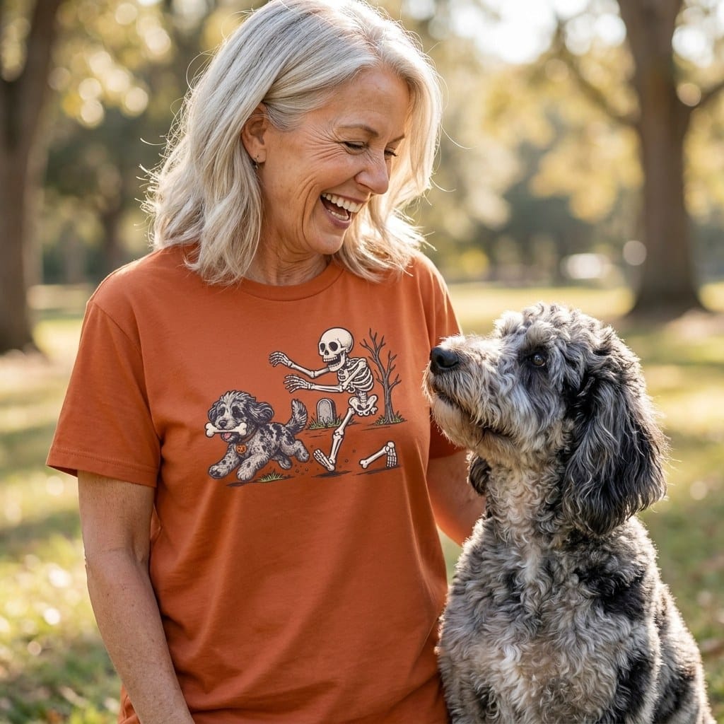 Merle Goldendoodle Bone Thief T-Shirt in by Puppy Jo