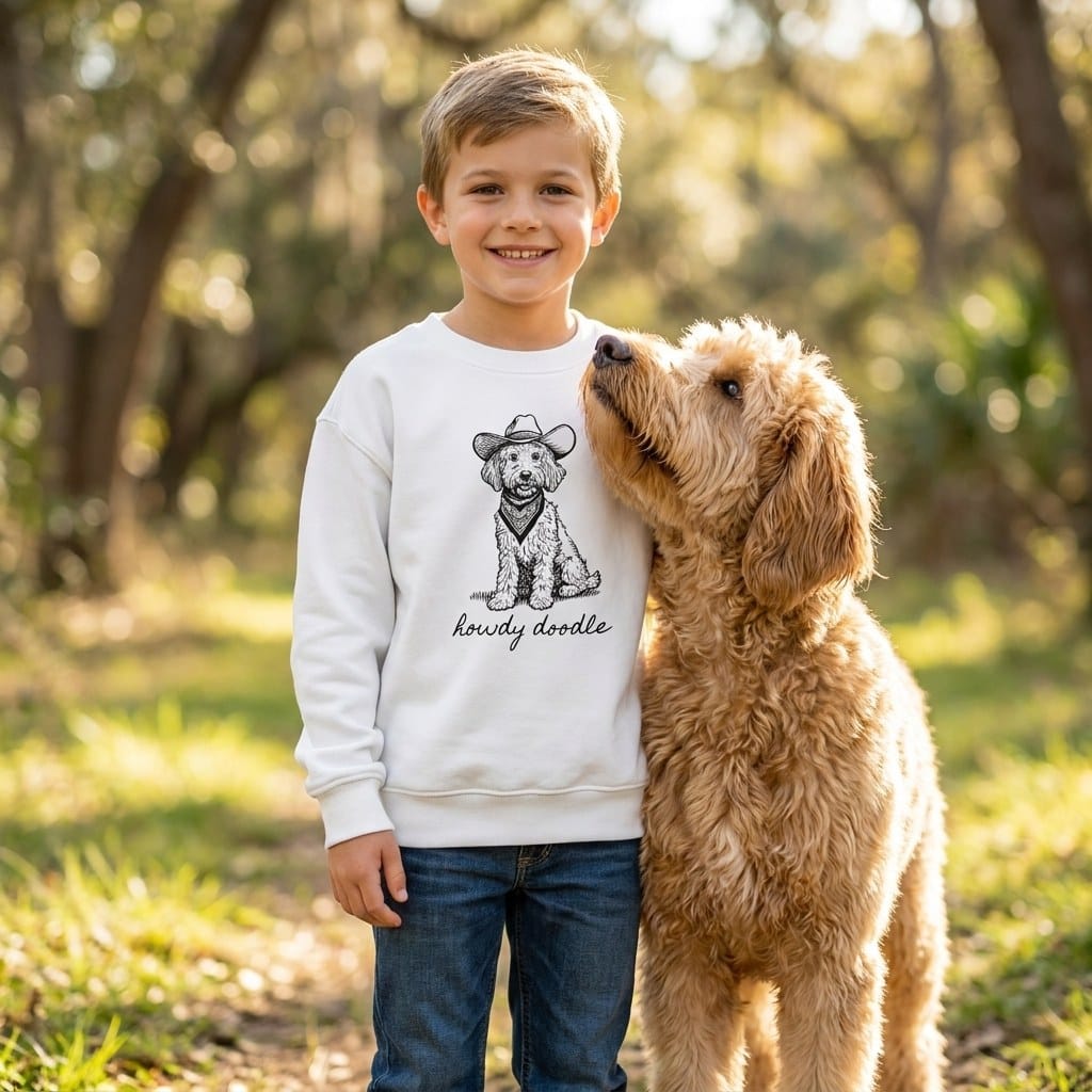 Country Howdy Doodle Youth Sweatshirt in by Puppy Jo