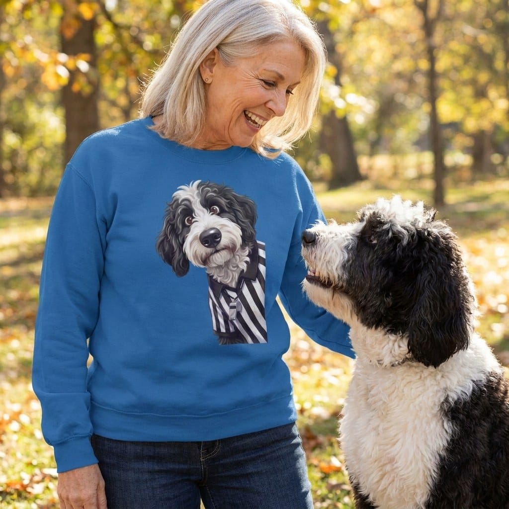 Sheepadoodle Football Referee Sweatshirt in by Puppy Jo