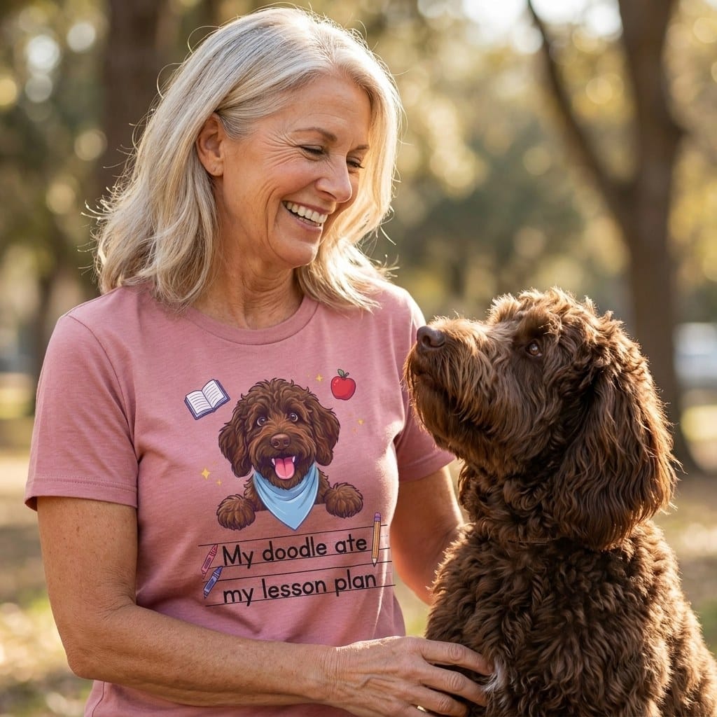 Chocolate Goldendoodle Ate Lesson T-Shirt in by Puppy Jo