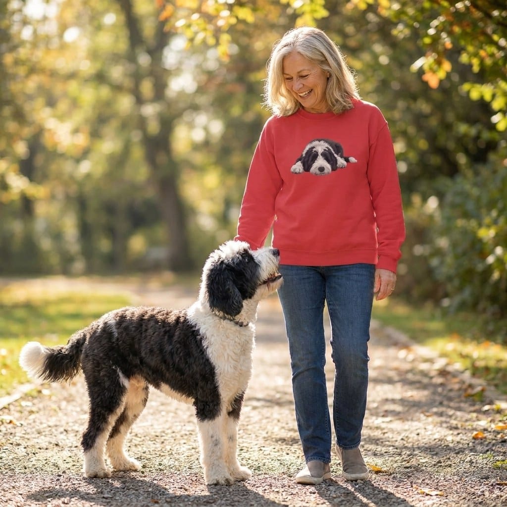 Sheepadoodle Snoozing Sweatshirt in by Puppy Jo