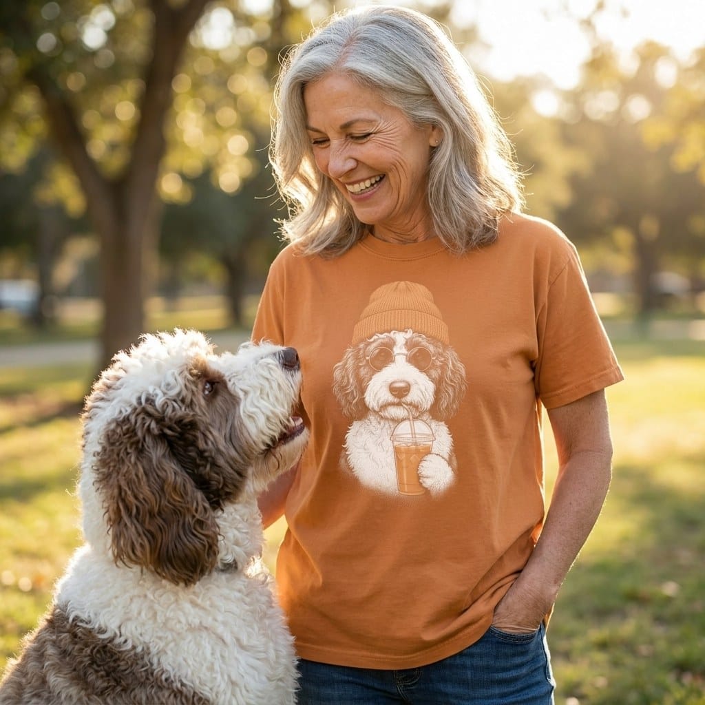 Sheepadoodle Ice Latte Signature T-Shirt in by Puppy Jo
