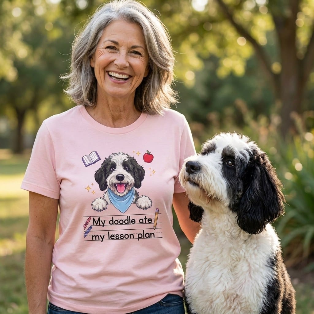 Sheepadoodle Ate Lesson T-Shirt in by Puppy Jo