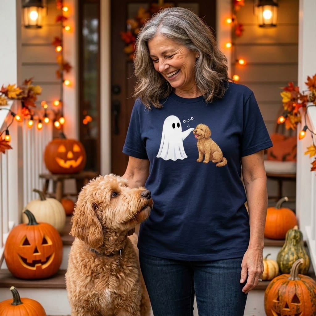 Apricot Goldendoodle Ghost Boop T-Shirt in by Puppy Jo
